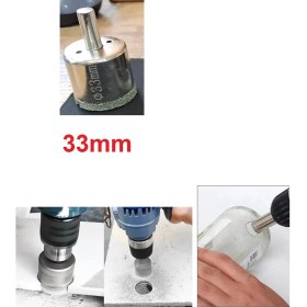 Resim Depolife 33 mm Mermer Granit Fayans Cam Yuvarlak Delme Panç Elmas Uç Yuvarlak Açma Matkap Için Karot Ucu 