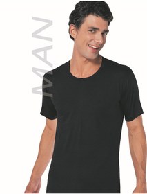 Resim Güneri Underwear Erkek Siyah Süprem Yarım Kollu Sıfır Yaka Atlet % 100 Pamuklu Fanila 3 Lü Paket 112-3s Siyah 