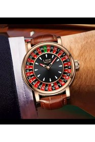 Resim LRS STORE LIGE Roulette Special Edition - Lüks Rose Gold Deri Kordonlu Erkek Kol Saati Rulet Saat 