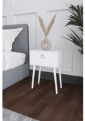 Resim Melek Komodin & Şifonyer Çekmeceli Beyaz Ahşap Ayaklı - Beyaz 