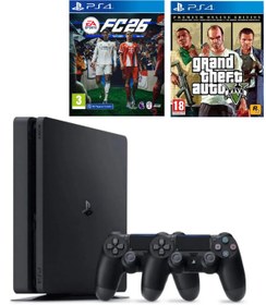 Resim Sony Playstation 4 Slim 1 TB + 2. DualShock Kol + Ps4 FC 26 + GTA 5 (ithalatçı Garantili) 