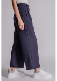Resim Braccas Kadın Yandan Cepli Fermuar Ve Agraf Kapamalı Relaxed Fit Pantolon Lacivert Lacivert 