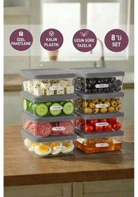 Resim Selka Home 8 Adet 0.5 Lt. Nora Organizer Buzdolabı Buzluk Düzenleyici Saklama Kabı 