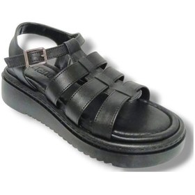 Resim Fancy 606-25 Antomik 3 Bant Dolgu Topuk Kadın Sandalet Siyah 