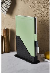 Resim Forest 4 Parça Standlı Kesme Tahtası Seti - Sebze, Et Ve Ekmek Farklı Renk Tasarım 