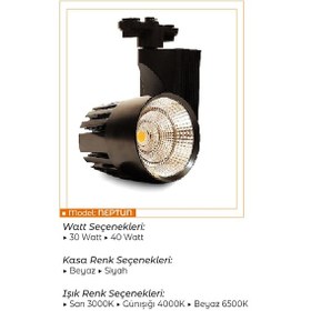 Resim Ledli Ray Spot Siyah Kasa 40 Watt Günışığı 3000k 