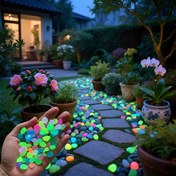Resim 518/1018 adet, Çanta İçinde Luminous Çakıl, - Gece Işıklı Taşlar Bahçe, Yol, Bonsai, Akvaryum ve Balık Tankı Süslemeleri İçin, Çok Yönlü Dış ve İç Mekan Kullanımı, Bahçe İçin Çakıl 