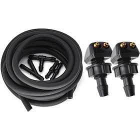 Resim Meme Ve 2 M Hortum-evrensel Ön Cam Yıkama Silecek Memesi Püskürtücü Yağmurlama Su Borusu Çıkışı Toyota Uyumlu Mazda Hyundai Vauxhall Fiat Vw 