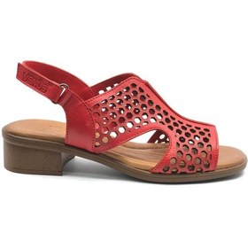 Resim Venüs Nimbatik Hakiki Deri Comfort Ortopedik Kadın Sandalet Kırmızı 