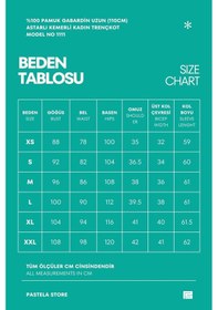 Resim Pastelastore Pamuk Gabardin Uzun 110cm Astarlı Kemerli Kadın Trençkot 1111 Zeytin Yeşili 