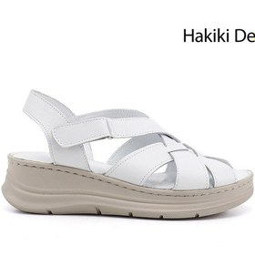 Resim Gönderi(R) Gönderi R Kadın Beyaz Cırt Bantlı Dolgu Topuk Hakiki Deri Sandalet Dyza65145873 