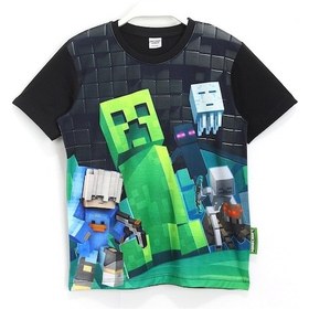 Resim Minecraft Creeper 3D Baskılı Erkek Çocuk Kısa Kollu T-Shirt Siyah 