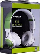 Resim Syrox K11 Extra Bass 1.50mt 3.5mm AUX Kablolu Mikrofonlu Kulak Üstü Kulaklık - Yeşil-Beyaz 