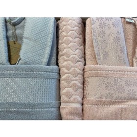 Resim Özdilek Blossom Aile Bornoz Seti Gri-pembe Gri - Pembe 