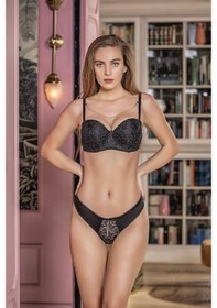Resim Mode Cool Simli Straplez Lotus Sütyen Ve Slip Külot Takım Siyah Brf31541 Siyah 