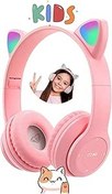 Resim Favors Kedi Kulağı Bluetooth Kablosuz Kulaklık Rengarenk Işıklı Rgb Pembe Çocuk Oyun Kulaklığı Radyolu 