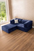 Resim Doqu Home Living Fonksiyonel Uzanmalı Köşe Koltuk Jumbo Lacivert 