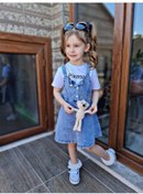 Resim Kız Çocuk Ayıcık Aksesuarlı Kot Jile Ve Tişört Elbise (498780467) Mavi 