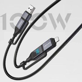 Resim Lenyes LC542 Dijital Göstergeli 4in1 USB-A - Type-C + Type-C to Lightning 100W 1M - Siyah 
