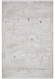 Resim Moda 1096 Gri Geometrik Pamuk Makine Halısı - Gri / 120 x 500 