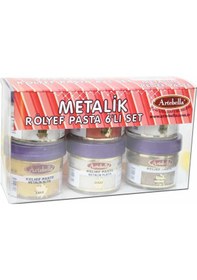 Resim Artebella Metalik Rölyef Pasta ARPM0001 50 cc 6'Lı Set-1 