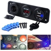 Resim 3 Lü Marin Çakmaklık Usb Şarj Soketi Voltmetre Panel 