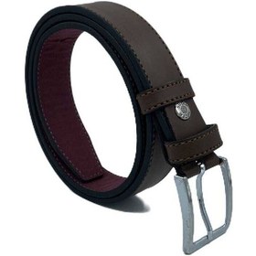 Resim 3 Cm Klasik Suni Deri Dikişli Erkek Çocuk Kemeri Kahverengi 