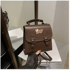 Resim Kontrast Renkte Tasarlanmış Sırt Çantası Ve Çapraz Çanta-kahveren Kahverengi 