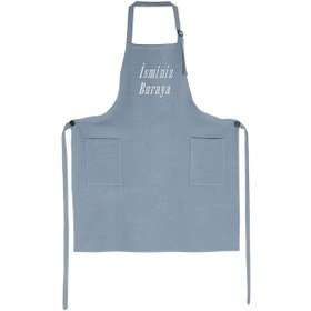 Resim Mutfak Önlüğü Kişiye Ve İsme Özel Nakışlı Mutfak Önlüğü Sade Farklı Renkler Mavi 