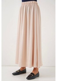 Resim Defymoda Uzun Ayrobin Etek 8050 - Bej Bej 