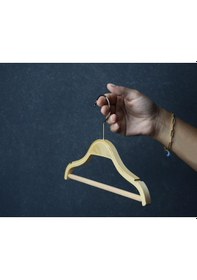 Resim Nyn Ahşap 7-14 Yaş Çocuk Elbise Askısı Naturel Renk 6 Adet 