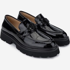 Resim Valmenti Kadın Hakiki Deri Siyah Rugan Loafer Ayakkabı 33 052y Bn Ayk Y24 Sıyah Krsk Rgn SIYAH RUGAN 