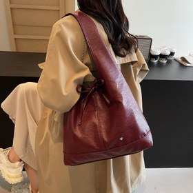 Resim Kadınların Kore tarzı katlanabilir çantası, fermuarlı omuz çantası, polyester astarlı, büyük kapasiteli koltuk altı çantası - Düz renk, moda 2024 Niche Tasarımı 