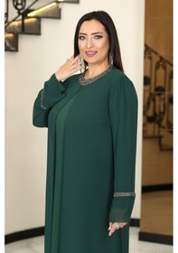 Resim Raika Moda Sultan Büyük Beden Tesettür Abiye Zümrüt 