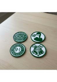 Resim Harry Potter Tutkunlarına Özel 3d Bardak Altlığı - Sihir Dünyası Masa Aksesuarı - Yeşil Beyaz Beyaz - Yeşil 