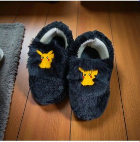 Resim Pikachu Figürlü Çocuk Panduf Erkek Çocuk Panduf Siyah 