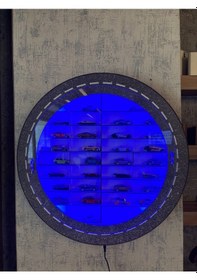 Resim Araba Rafı Şeffaf Mika Kapaklı Işıklı Mobilya Mavi 