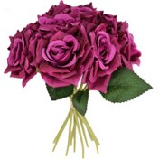 Resim Yapay Çiçek Deposu 10lu Lüx Gul Demeti 25 Cm Mürdüm 