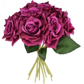 Resim Yapay Çiçek Deposu 10lu Lüx Gul Demeti 25 Cm Mürdüm 