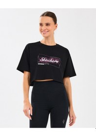 Resim Skechers W Crop Fit Graphic Tee T-shirt Kadın Siyah Tshirt S2510144-001 Siyah 