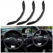 Resim Dashanshop 3 Adet Evrensel Kaymaz Direksiyon Kılıfı Carbon Fiber Siyah Desen Snap-in Tutuş Karbon Fiber Siyah Desen 