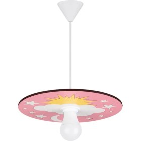 Resim Morvizyon Kız, Erkek, Genç, Bebek Odası İçin Güneş, Bulut, Yıldız Temalı Doğal Ahşap Avize - M214 