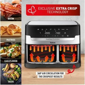 Resim Tefal Çift Hazneli Yüksek Kaliteli Easy Fry & Grill Iki Sepetli Yağsız Fritöz 