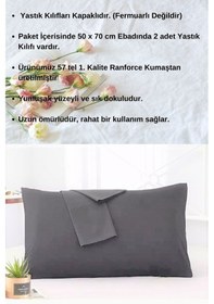 Resim Antrasit Renkli Pamuklu Ranforce Kumaştan Yastık Kılıfı 2adet 