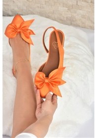 Resim Fox Shoes Turuncu Saten Kumaş Kadın Babet H726809004 Turuncu 