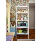 Resim Rafburada 5 Katlı Beyaz Renk Çelik Raf - Çiçeklik Rafı, Ofis Rafı - 31x60 cm-150 cm-0.70 mm 