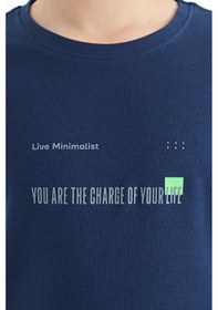 Resim Tommylife Tommy Life İndigo Baskı Detaylı O Yaka Standart Kalıp Erkek Çocuk T-shirt - 11117 Indigo İndigo 