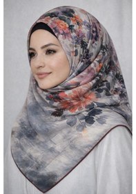 Resim Miray Nevada Büyük Boy Organik Pamuk Eşarp - 120 X 120 - 06253 Gri-bordo 