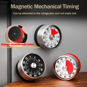 Resim Bir Dairesel Paslanmaz Çelik Zamanlayıcı, Çok Fonksiyonlu Manyetik Bağlantı, Pil Gerektirmez, Mekanik Geri Sayım, Yüksek Sesli Hatırlatma, Pişirme, Fırın, Çalışma, Alarm Saati Hatırlatma, Spor ve Fitness Zamanlama Hatırlatması için Çok Uygun 