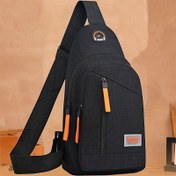 Resim Erkekler için Günlük Kullanım için Ayarlanabilir Askılı, Moda Siyah ile Turuncu Vurgular, Çoklu Fermuarlı Bölmeler, İdeal, Crossbody Göğüs Çantası 